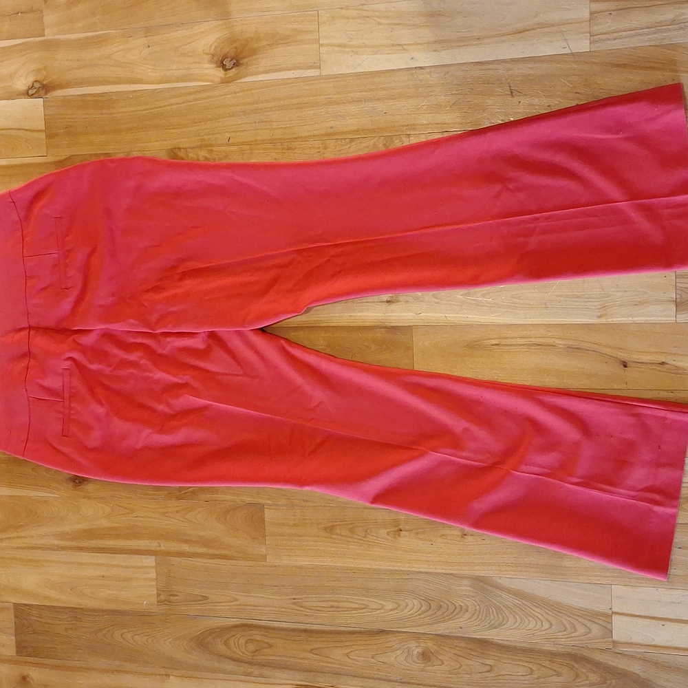 TALL 7th Avenue New York & Co. Orange Flare Leg High Waist Trousers Sz 18 Tall - Picture 6 of 11